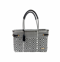 Open Basket Medium Lines BLK/White Bag