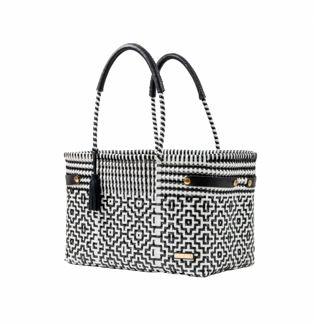 Open Basket Medium Lines BLK/White Bag