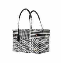 Open Basket Medium Lines BLK/White Bag