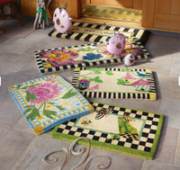 Welcome Awning Stripe Double Door Entrance Mat