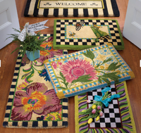 Welcome Awning Stripe Double Door Entrance Mat