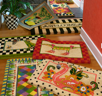 Welcome Awning Stripe Double Door Entrance Mat