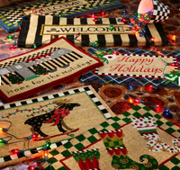 Welcome Awning Stripe Double Door Entrance Mat