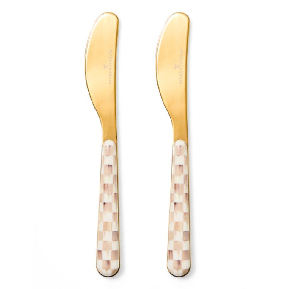 Mocha Check Bistro Spreaders, Set of 2