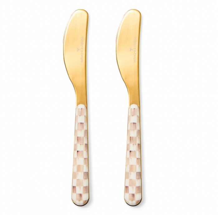 Mocha Check Bistro Spreaders, Set of 2