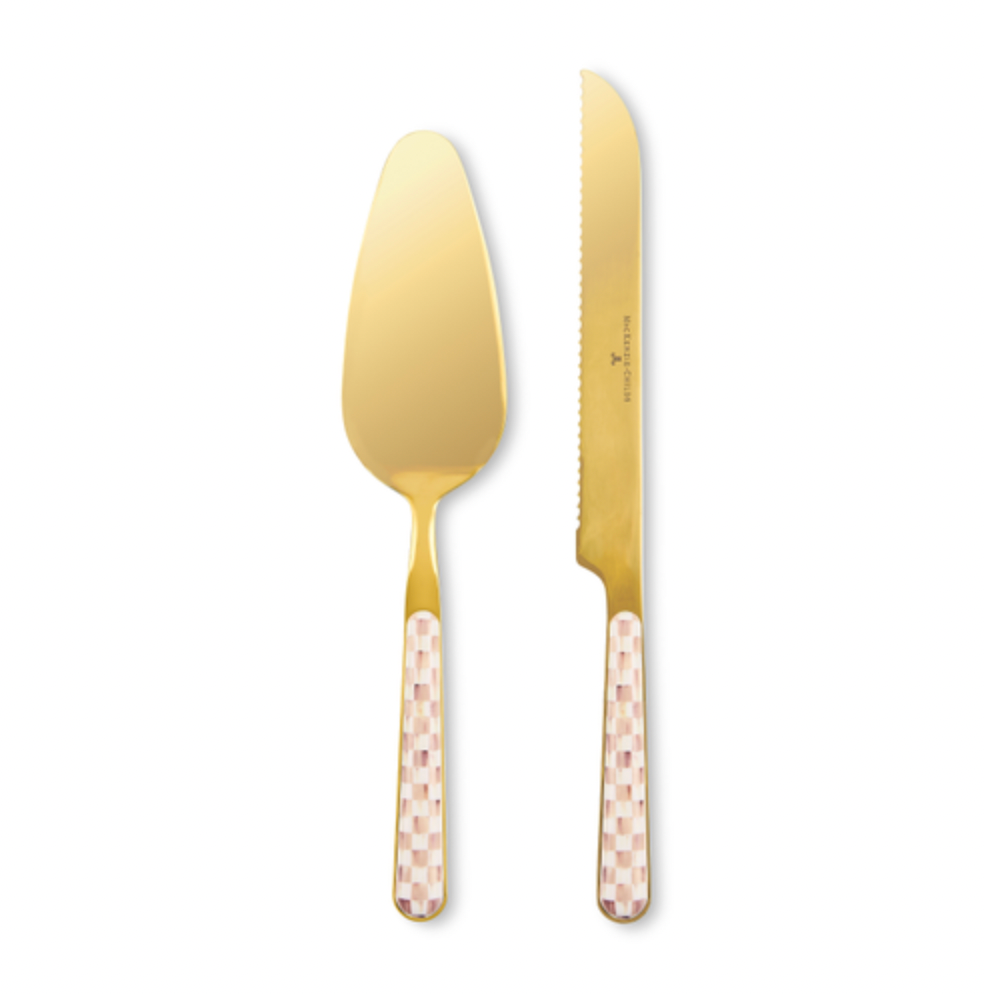 Mocha Check Bistro Cake Serving Set