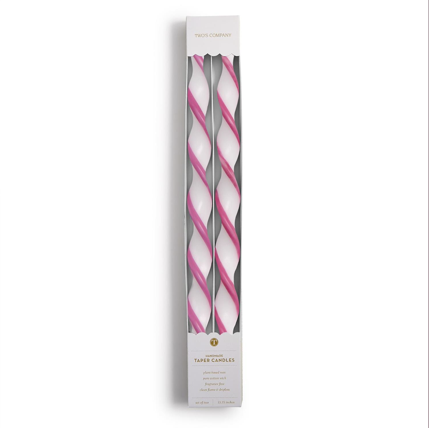 Twist and Glow Set of 2 Pink Ribbon 15 3/4" Twist Taper Candles