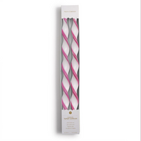 Twist and Glow Set of 2 Pink Ribbon 15 3/4" Twist Taper Candles