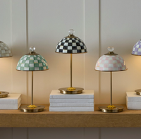 Courtly Check LED Rechargeable Dome Table Lamp
