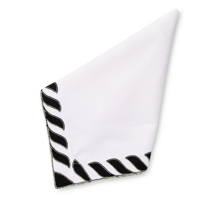Black and White Rope Border Napkin