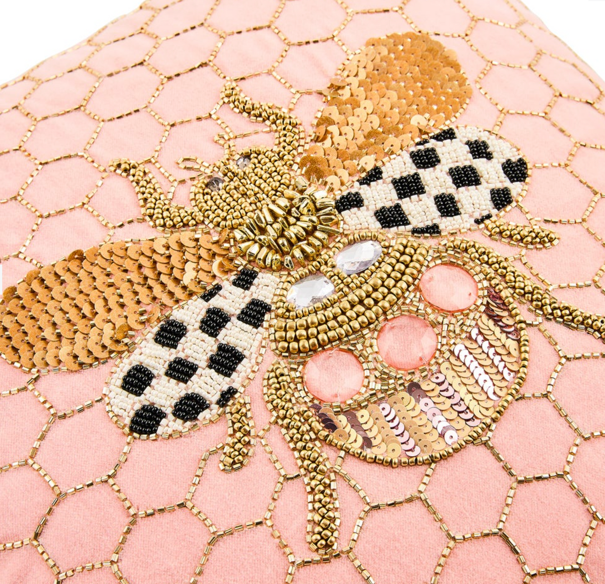 Queen Bee Pink Throw Pillow