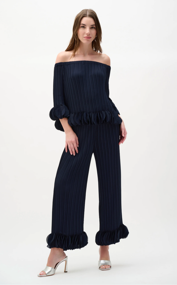 Georgette Wide Leg Pleated Pants