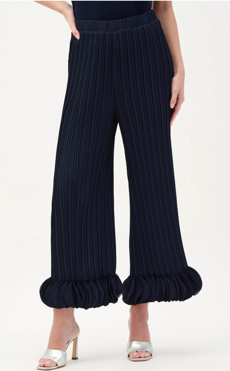 Georgette Wide Leg Pleated Pants