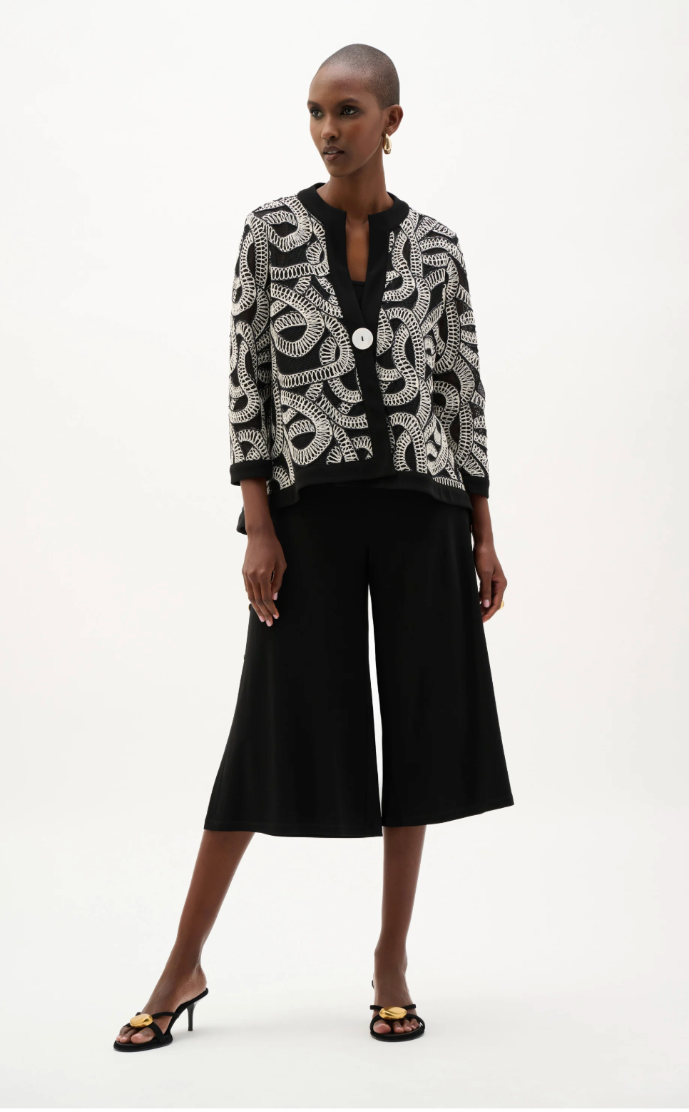 Novelty Mesh Abstract Print Swing Jacket