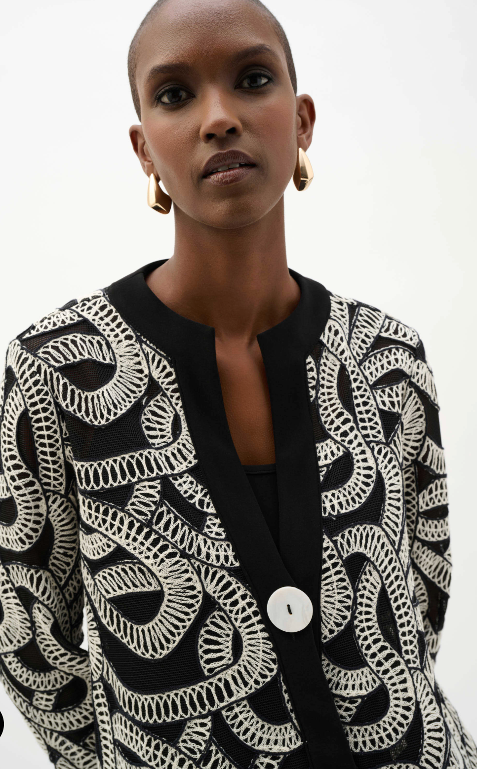 Novelty Mesh Abstract Print Swing Jacket