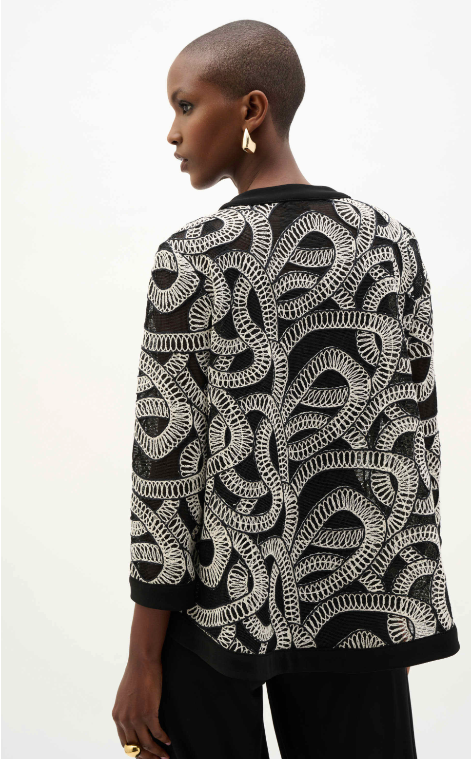 Novelty Mesh Abstract Print Swing Jacket