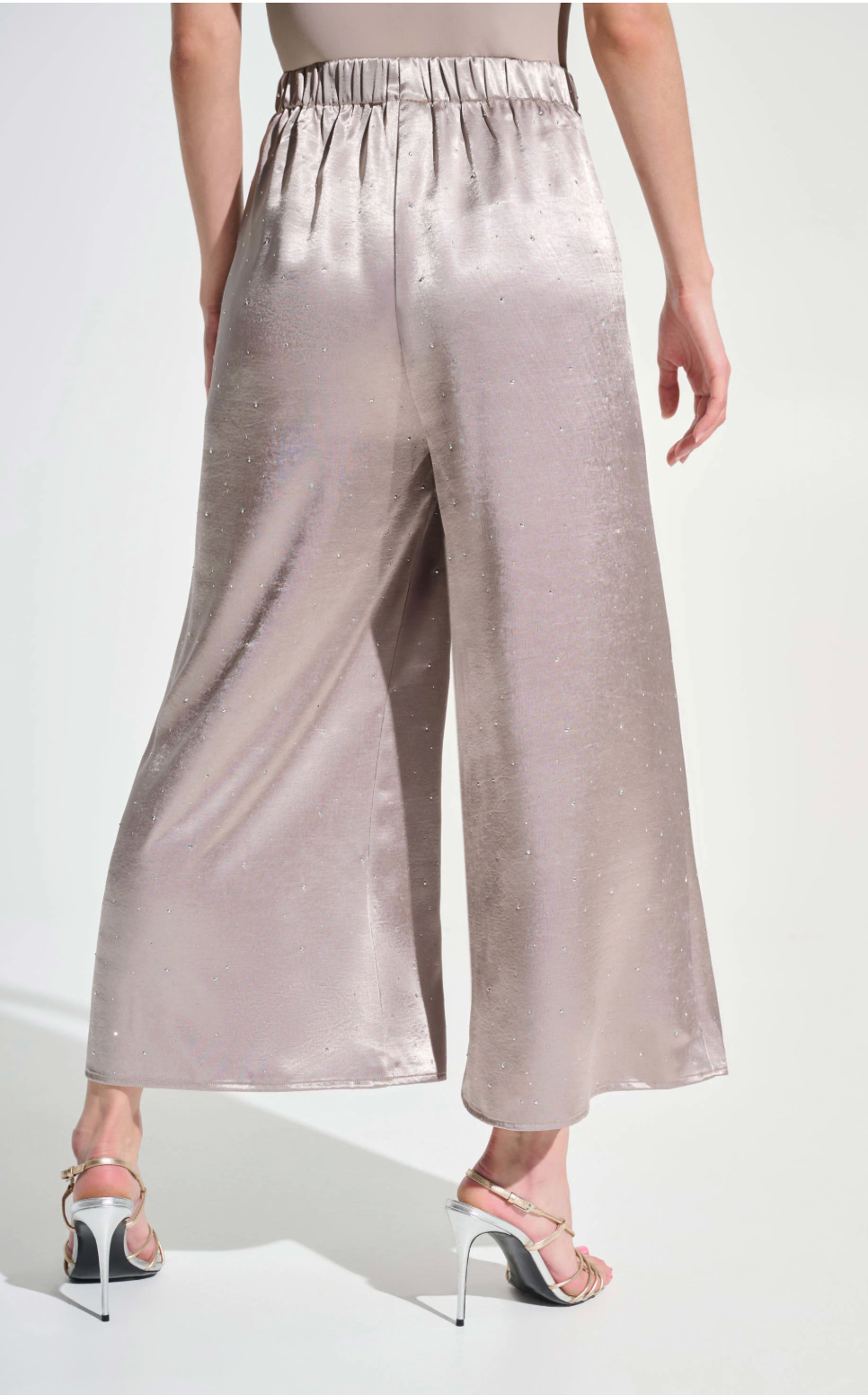 Satin Rhinestone Culotte Pants