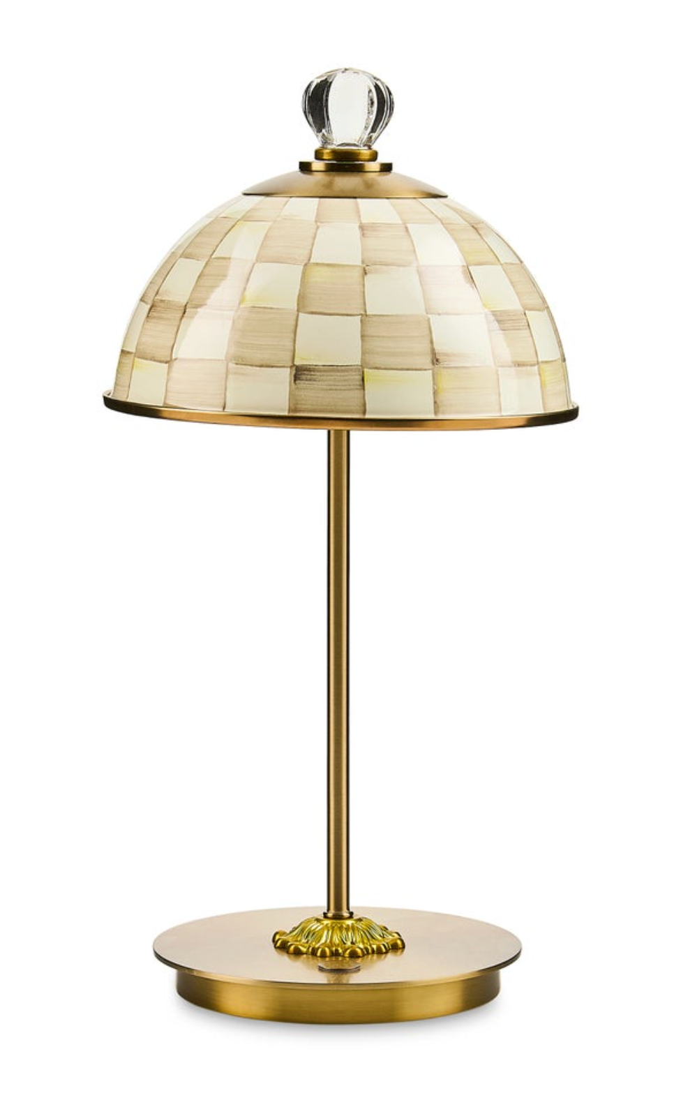 Mocha Check LED Rechargeable Dome Table Lamp