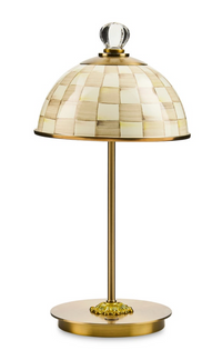 Mocha Check LED Rechargeable Dome Table Lamp