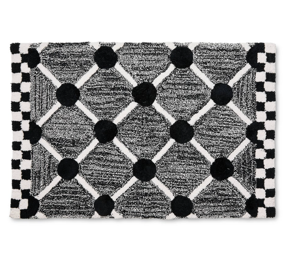Black Lattice & Dot Bath Rug