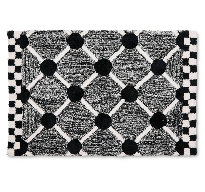 Black Lattice & Dot Bath Rug