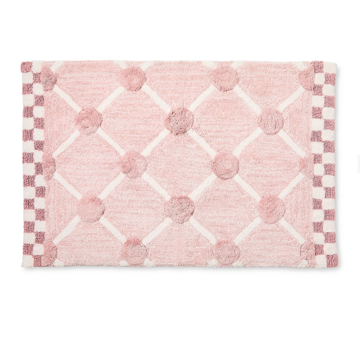 Pink Lattice & Dot Bath Rug