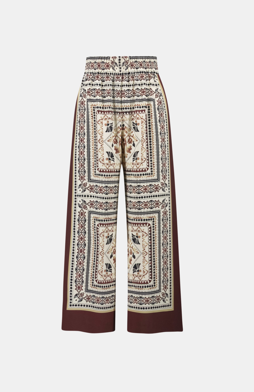 Scarf Print Wide-Leg Pull-On Pants