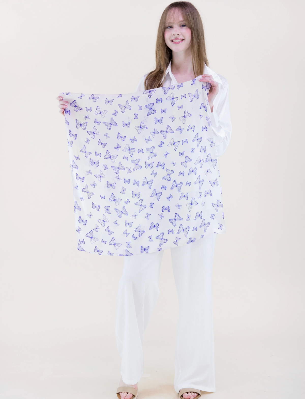 Butterfly Sky Dance Satin Small Square Scarf