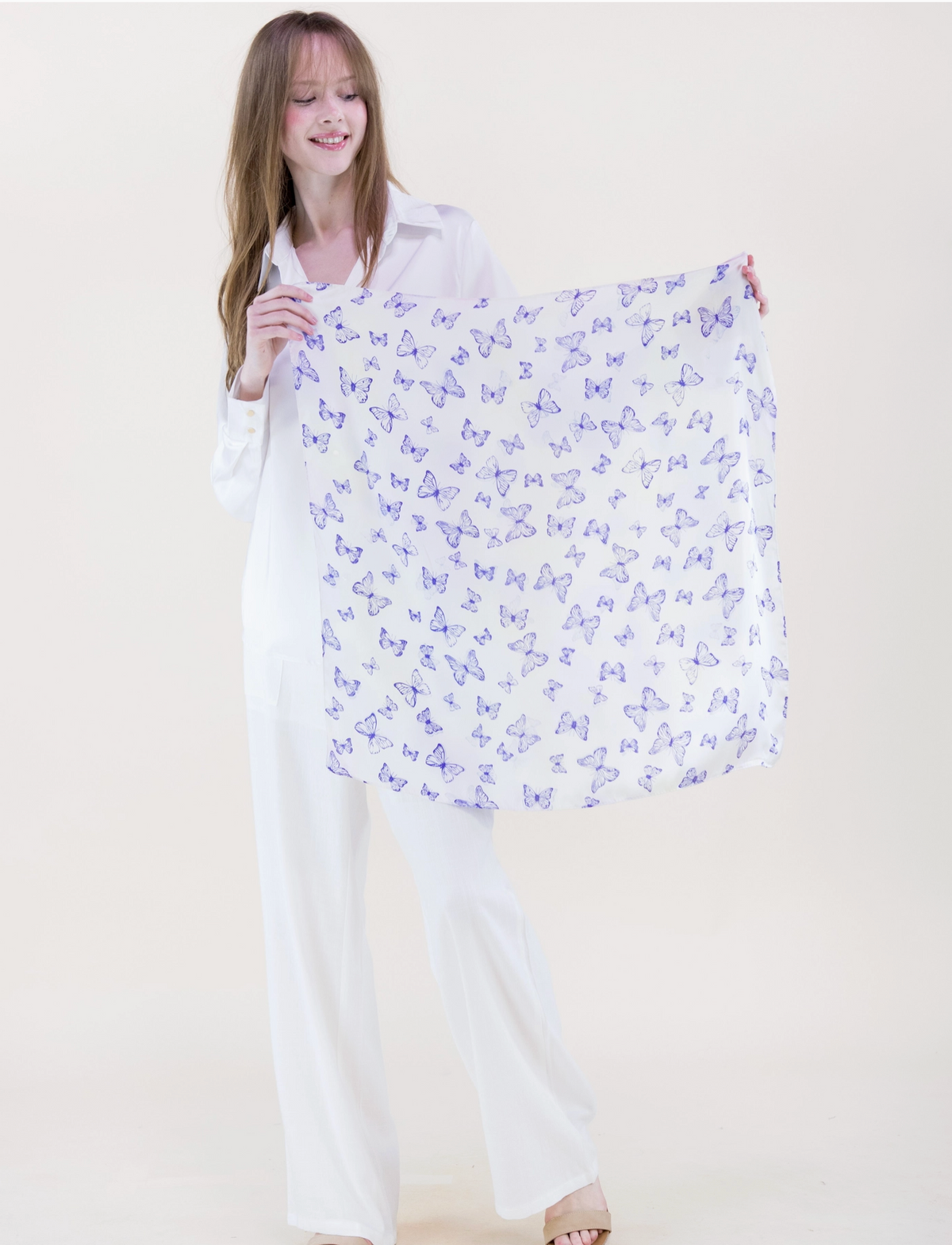 Butterfly Sky Dance Satin Small Square Scarf