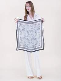 Paisley Houndstooth Border Satin Small Square Scarf