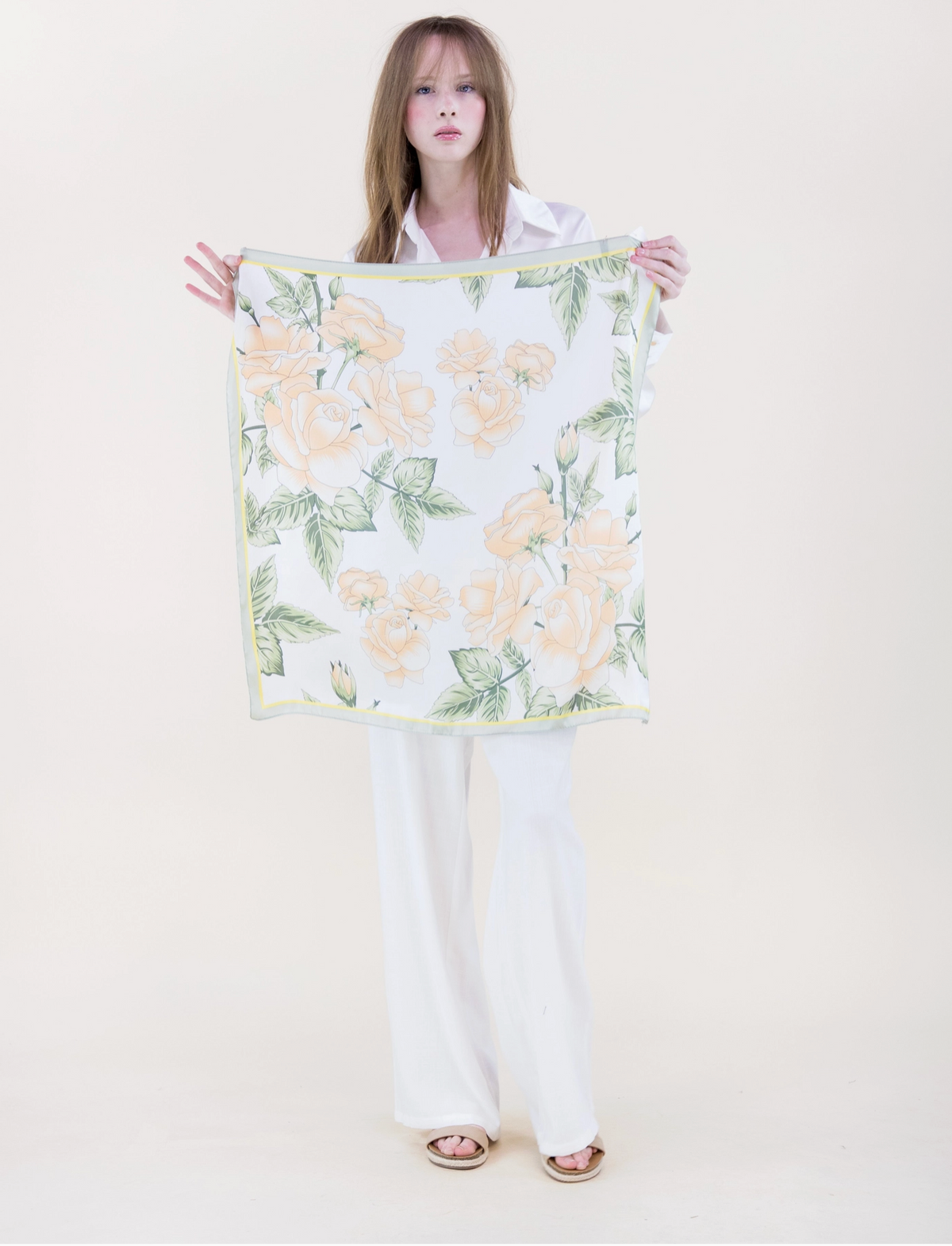 Soft Glow Botanicals Satin Small Square Scarf