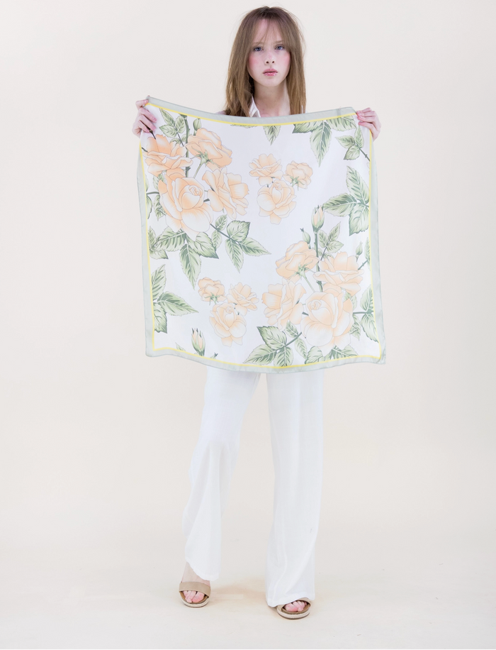 Soft Glow Botanicals Satin Small Square Scarf