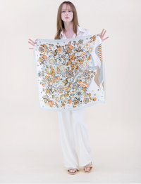 Folk Florals Satin Small Square Scarf
