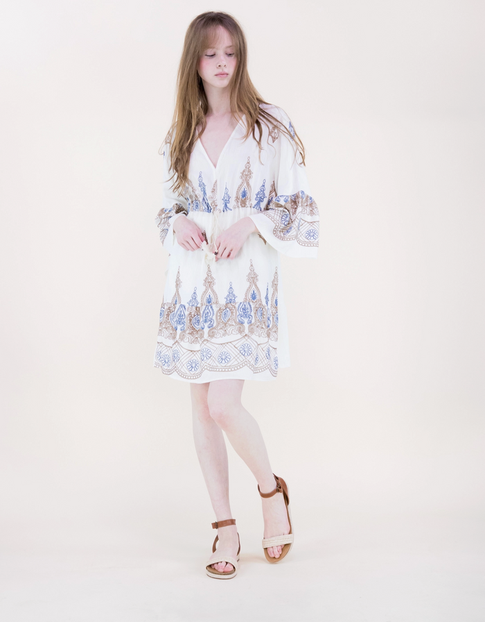 Artisan Two Tone Embroidery Midi Dress