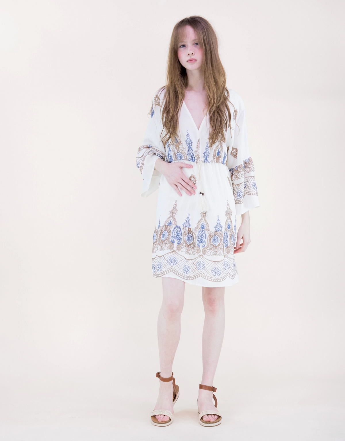 Artisan Two Tone Embroidery Midi Dress