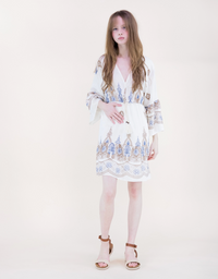 Artisan Two Tone Embroidery Midi Dress