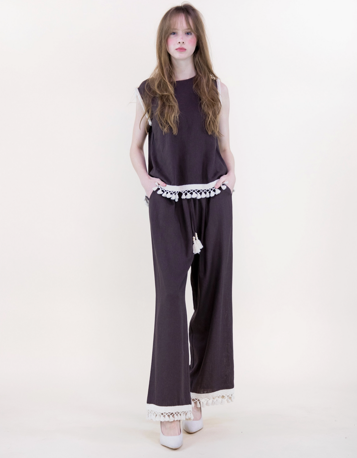 Isla Contrast Tassel Trim Square Blouse