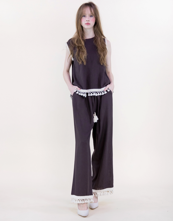 Isla Contrast Tassel Trim Square Blouse