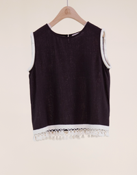 Isla Contrast Tassel Trim Square Blouse
