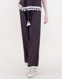 Isla Contrast Tassel Trim Wide Leg Trousers