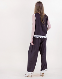 Isla Contrast Tassel Trim Wide Leg Trousers