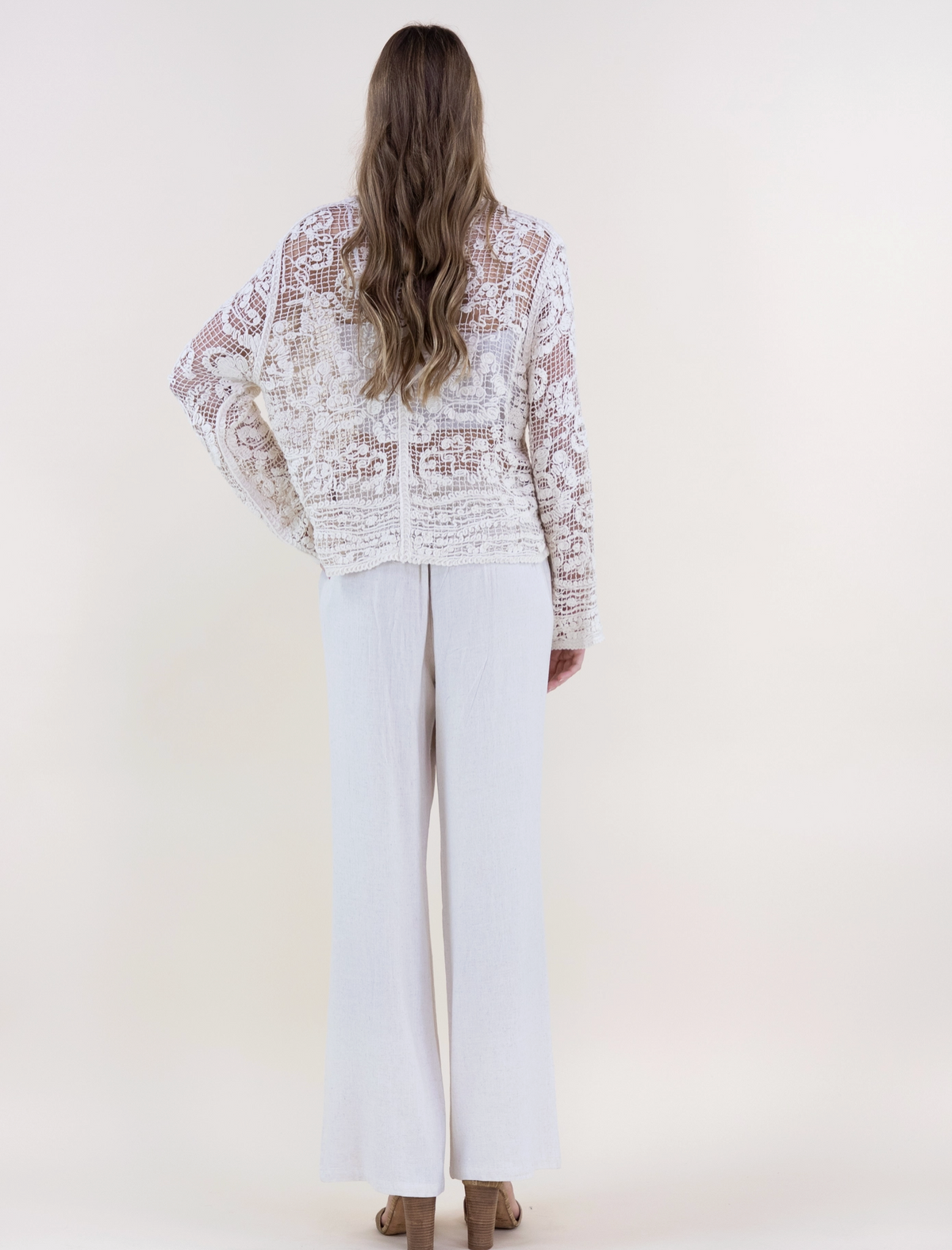 Floral Cotton Crochet Lace V-Neck Button Up Shirt