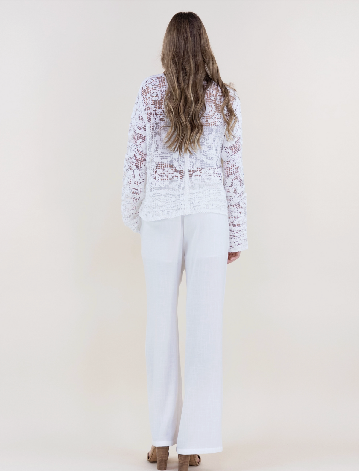 Floral Cotton Crochet Lace V-Neck Button Up Shirt