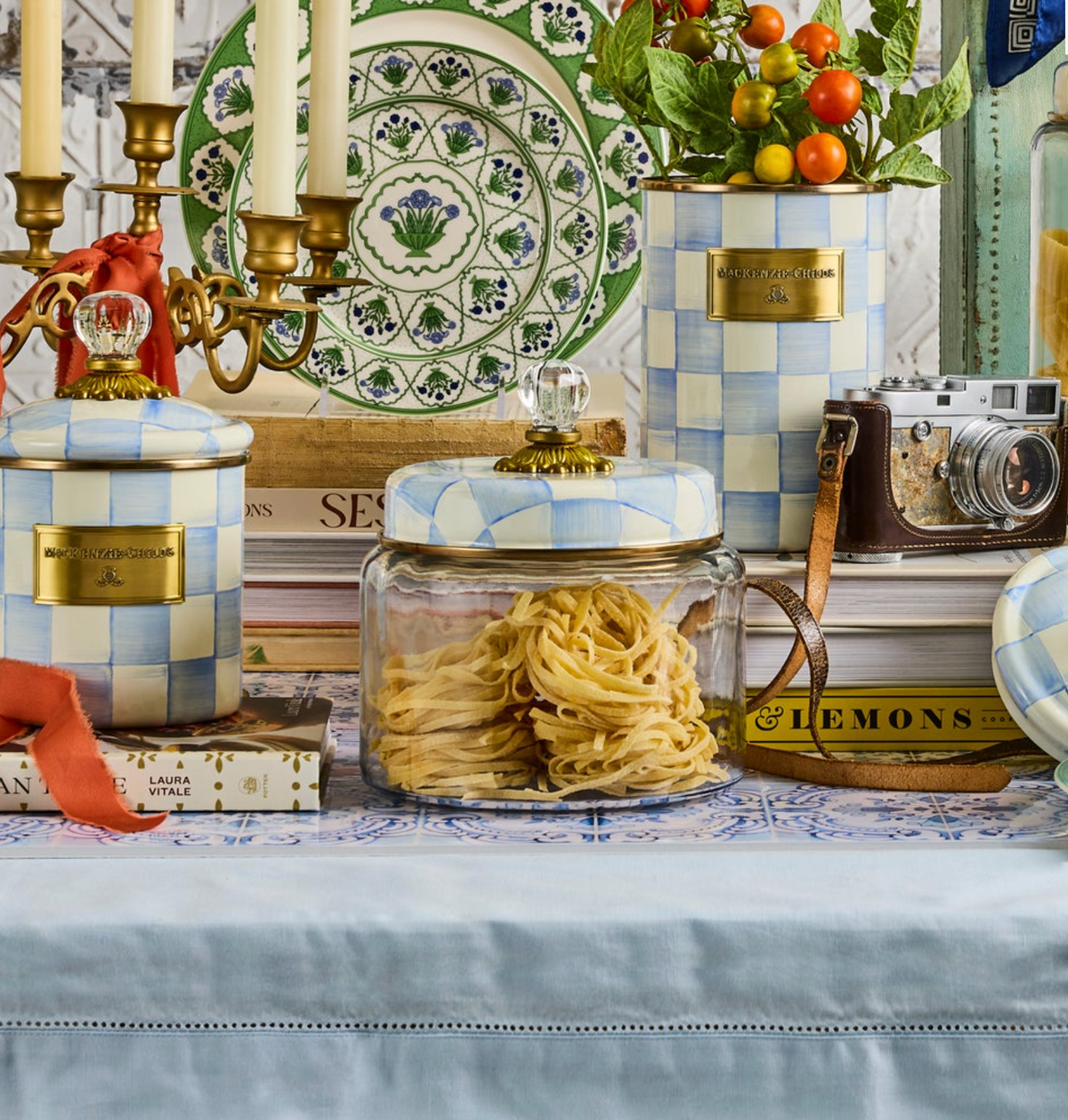 Sky Check Medium Glass Kitchen Canister