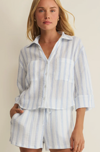 Helena Striped Airy Gauze Button Up