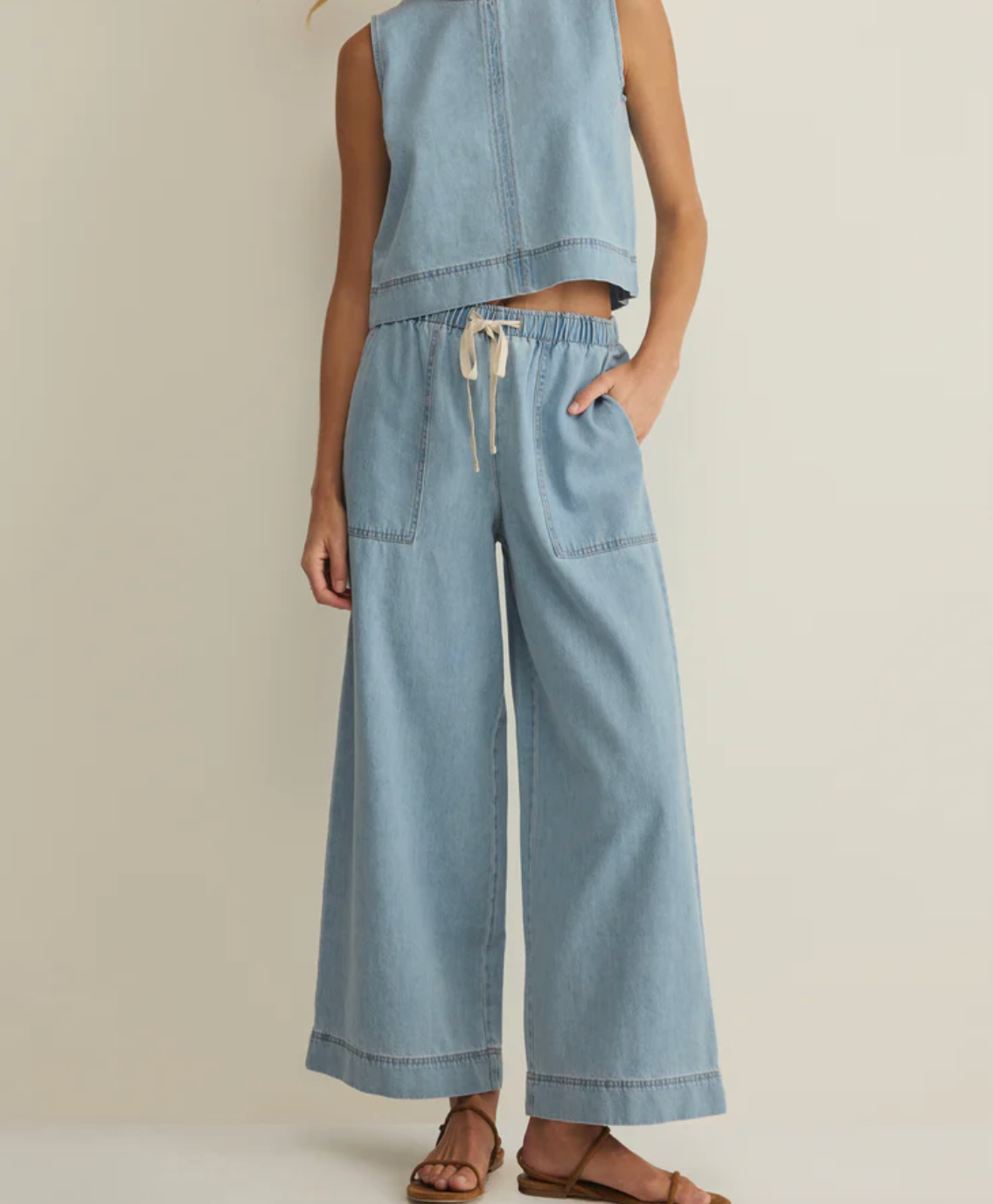 Sun Seeker Denim Cropped Tank