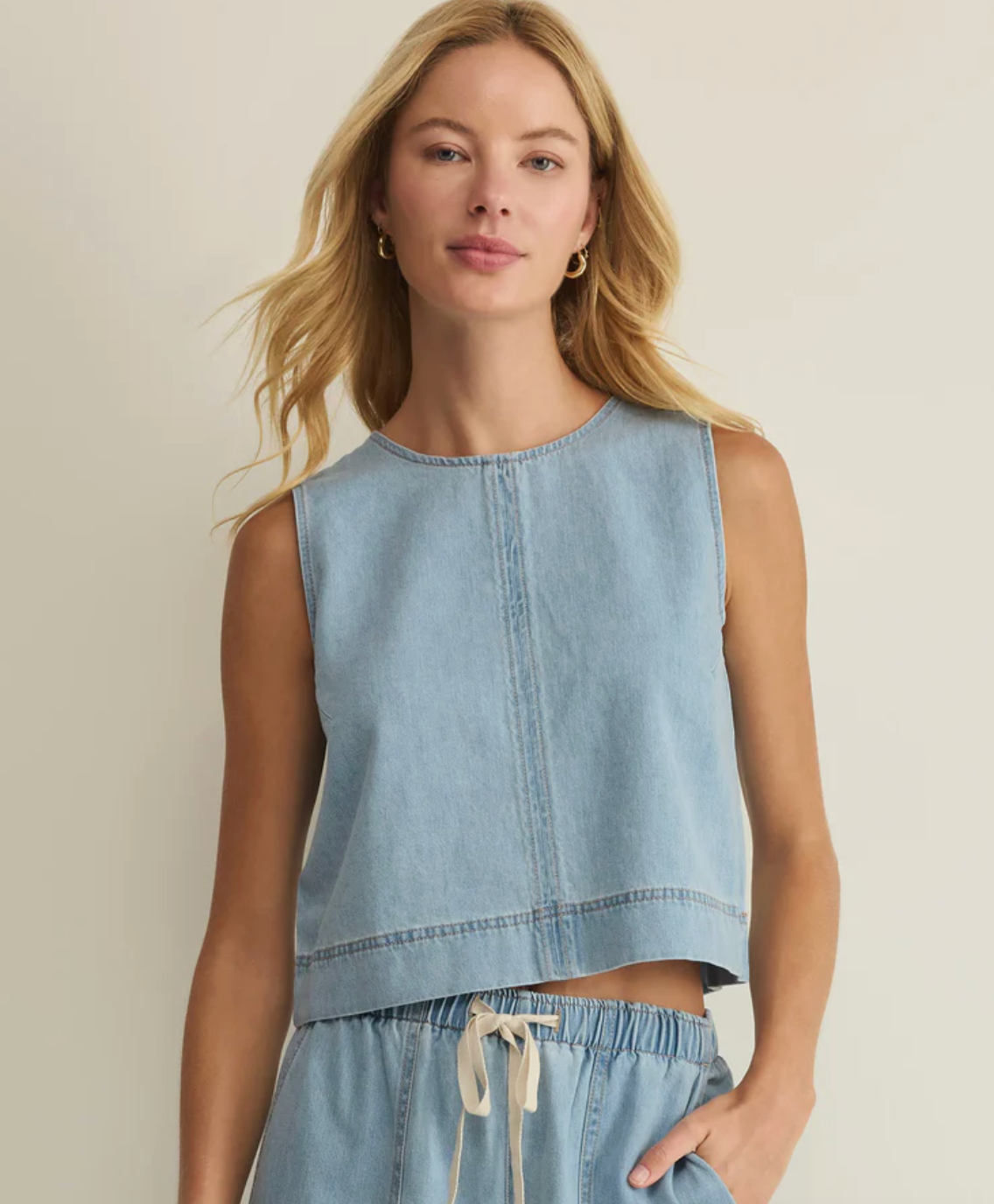 Sun Seeker Denim Cropped Tank