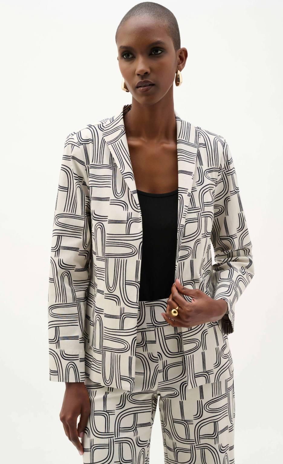 Millennium Geometric Print Straight-Cut Jacket