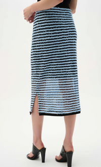 Novelty Stripe Pencil Skirt With Side Slit