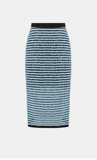Novelty Stripe Pencil Skirt With Side Slit